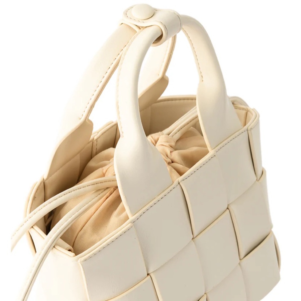 Woven Faux Leather Bag with Removable Strap and Pouch - Picture 5 of 10